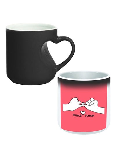 Buy Ceramic Magic Mug With Inner Heart Handle Black/White in Saudi Arabia