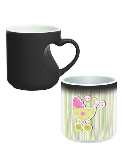 Buy Colour Changing Magic Mug With Heart Handle Black/White in Saudi Arabia