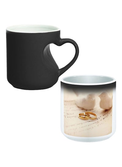 Buy Colour Changing Magic Mug With Heart Handle Black/White in Egypt