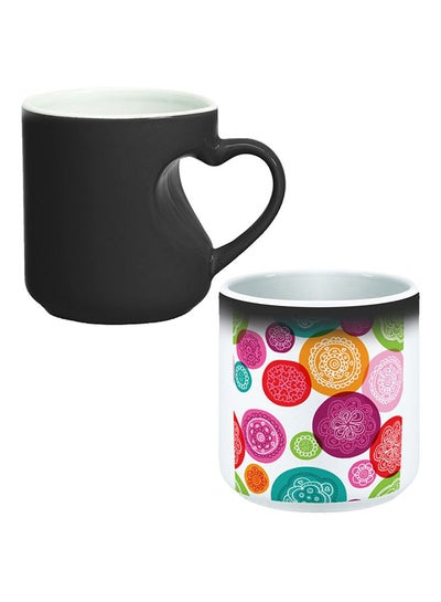 Buy Ceramic Magic Mug With Inner Heart Handle Black/White in Egypt