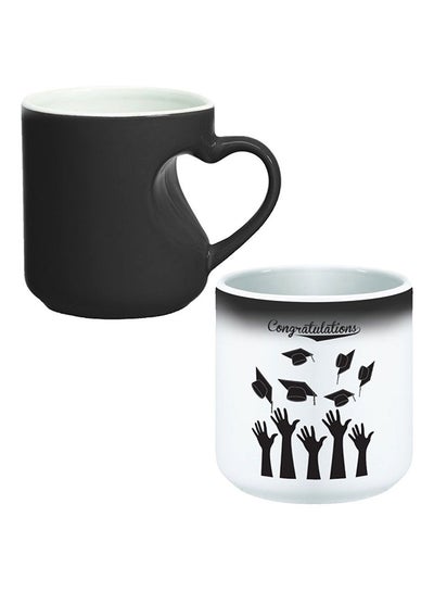 اشتري Colour Changing Magic Mug With Heart Handle Black/White في مصر