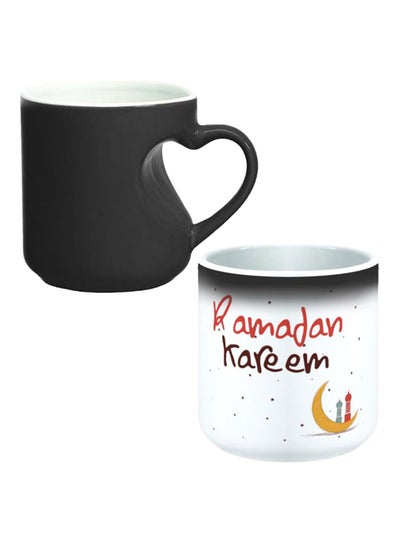 Buy Ceramic Magic Mug With Inner Heart Handle Black/White in Egypt