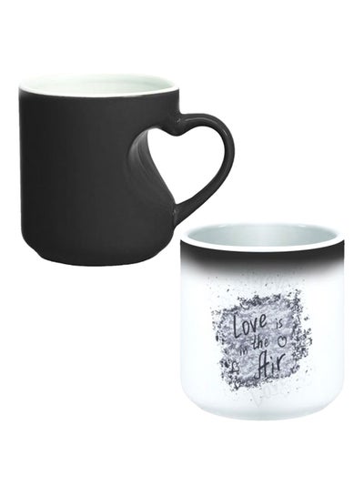 Buy Ceramic Magic Mug With Inner Heart Handle Black/White in Egypt