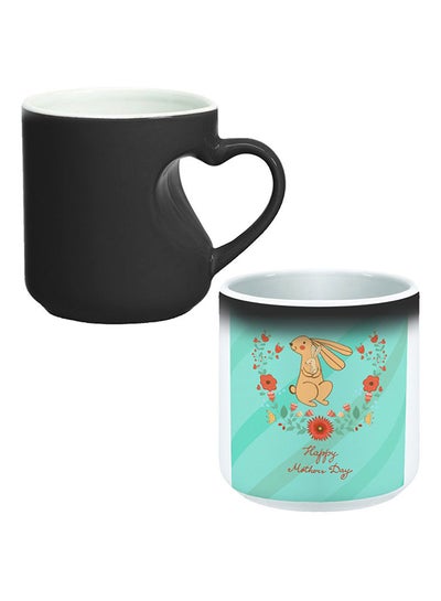 Buy Ceramic Magic Mug With Inner Heart Handle Black/White in Egypt