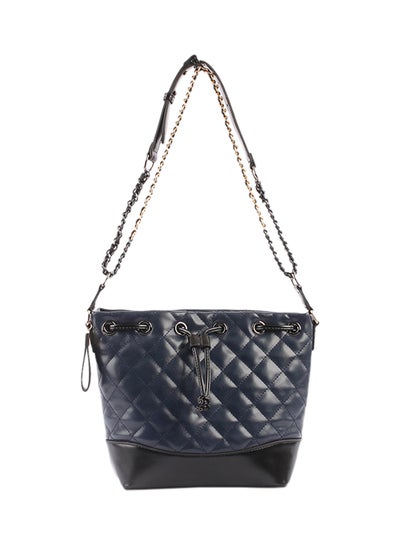 Buy Stitch Detailed Shoulder Bag Blue/Black in Saudi Arabia