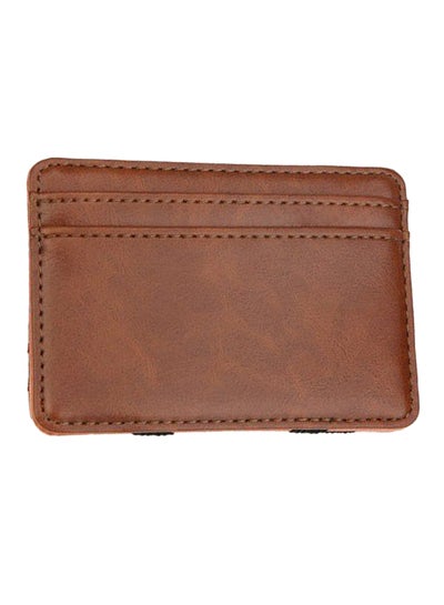 Buy Money Clip And Card Holder Wallet Set Brown/Orange/Black in Saudi Arabia