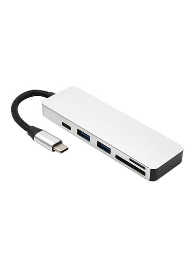 اشتري موزع USB خمسة في واحد للأجهزة المزودة بمنفذ Type C أسود/ فضي في الامارات