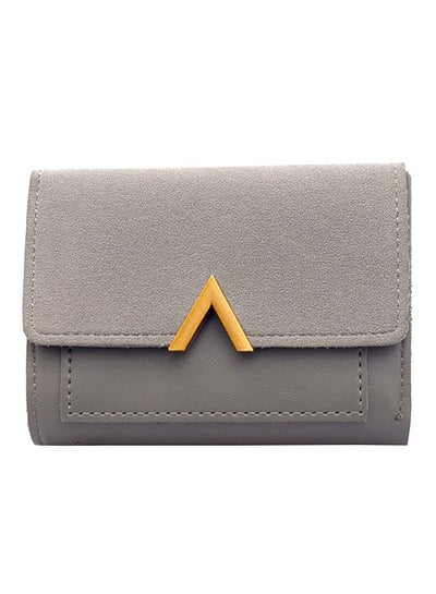 اشتري Vintage Style Leather Wallet Grey/Gold في السعودية