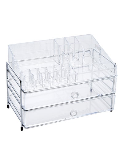 Buy 3 Tier Bathroom Storage Cosmetic Organizer Silver/Clear 34x22x24cm in UAE