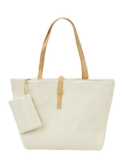 Buy Stitched Detail Shopper/Tote With Pouch White in UAE