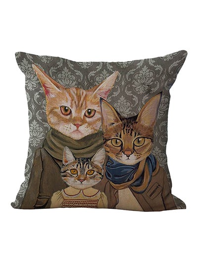 Buy Decorative Cat Printed Cushion Cover Multicolour 45 x 45cm in Saudi Arabia