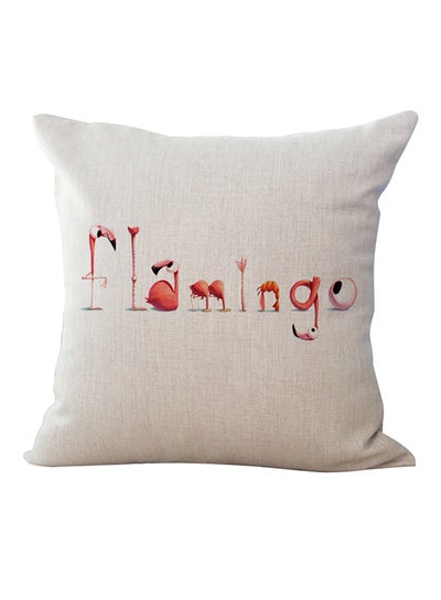 Buy Decorative Flamingo Printed Cushion Cover White/Orange/Black 45 x 45cm in Saudi Arabia