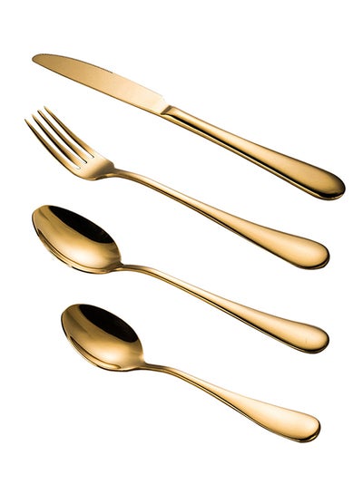 Buy 4-Piece Stainless Steel Flatware Set Gold 23x0.4x2.1cm in UAE