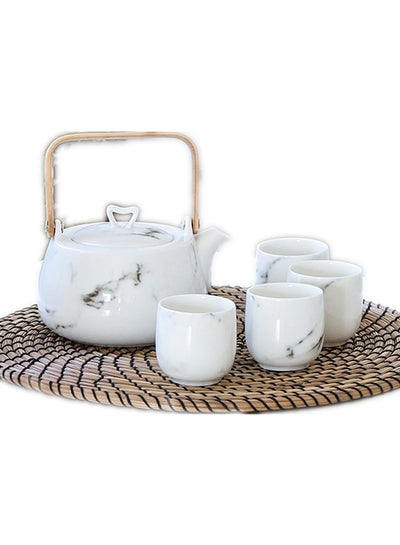 Buy 5-Piece Ceramic Tea Set White 32x16x12cm in UAE