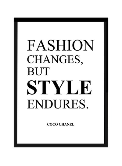 Buy Coco Chanel Quotes Poster With Frame White/Black 40x55cm in UAE