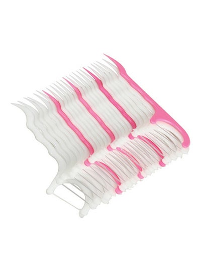 Buy 100-Piece Dental Floss Interdental Brush Teeth Stick Toothpicks B008-4 Pink/White 7cm in Egypt