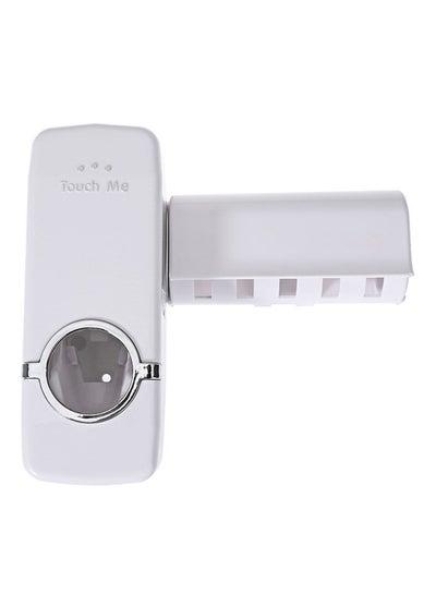 Buy Automatic Toothpaste Dispenser And Toothbrush Holder White 20.3x5.1cm in Saudi Arabia