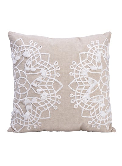 Buy Lace Embroided Cushion Cotton Beige/White 45 x 45centimeter in Saudi Arabia