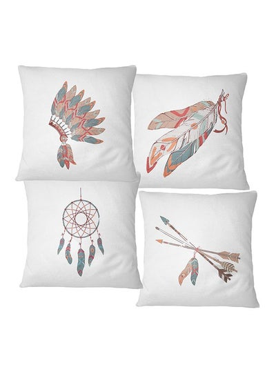 Buy Set Of 4 Throw Pillows Bohemian Polyester Multicolour 16x16inch in UAE