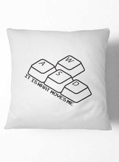 Buy Throw Pillow Gamer Aswd Polyester White 16x16inch in UAE