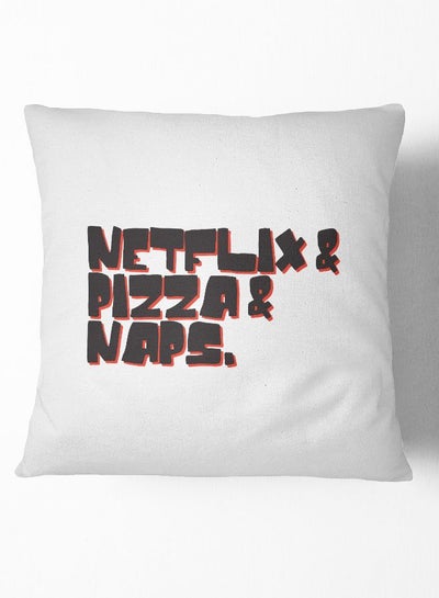 Buy Throw Pillow Netflix Pizza Nap Polyester White 16x16inch in UAE