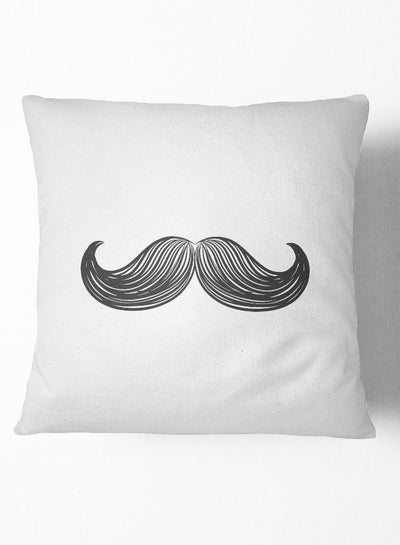 Buy Mustache Printed Throw Pillow White/Black 16 x 16inch in UAE