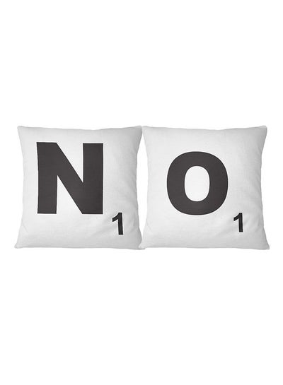 Buy Set Of 2 Throw Pillows Scrabble No Polyester White 16x16inch in UAE