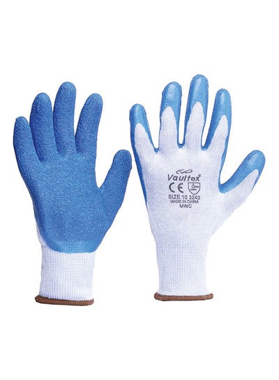 Buy 6-Piece Latex Coated Gloves Blue/White 10inch in UAE