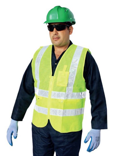 Buy Mesh Reflective Vest With Pockets Green XXXXXL in UAE