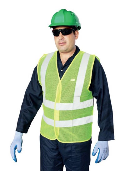 Buy Mesh Reflective Vest With Pockets Green XXXXXL in UAE