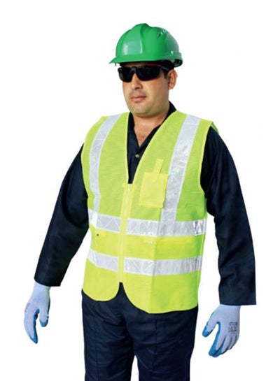 Buy Reflective Net Vest With Pockets Yellow/Silver 2XL in UAE