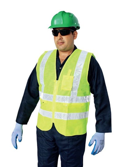 Buy Reflective Net Vest With Pockets Green XXXL in UAE