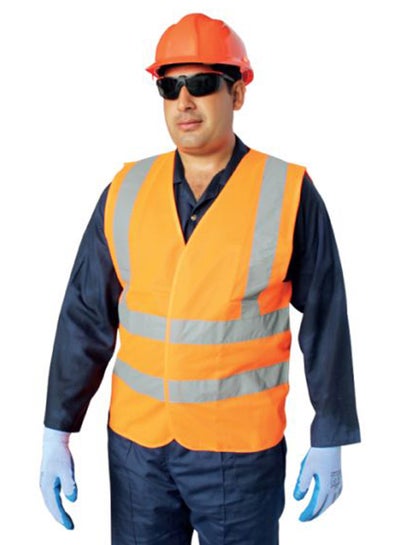 Buy Protective Safety Vest Orange/Grey Large in UAE