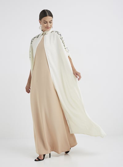 Buy Embroidered Abaya White/Beige/Black in UAE