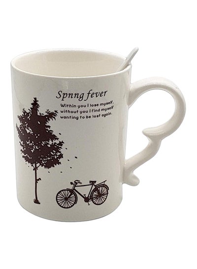 Buy Tree Spnng Fever Tea And Coffee Mug White/Brown 22cm in UAE