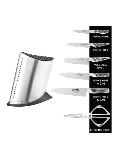 Buy 7-Piece Knife Block Set Silver standard in UAE