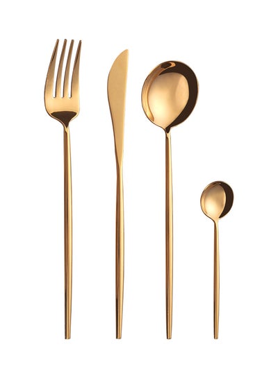 Buy 4-Piece Stainless Steel Cutlery Set Gold 16.5x26x3.5cm in UAE