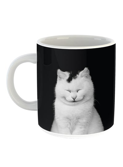 Buy Cute Cats Printed Coffee Mug Black/White in UAE