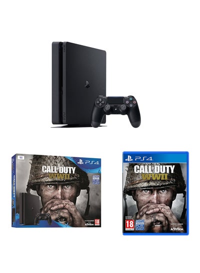 Sony PlayStation 4 Slim Console, 500GB, DualShock 4 Controller and Call of  Duty: WWII game, with