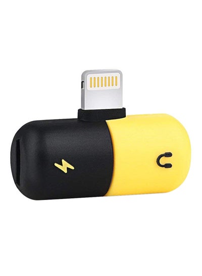 Buy 2-In-1 Mini Dual Lightning Splitter Adapter Yellow/Black in UAE