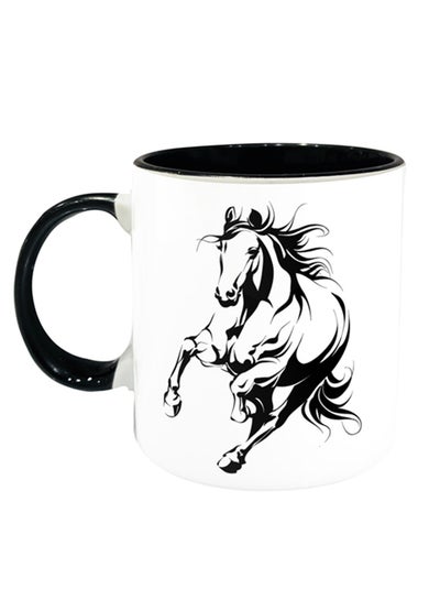 Buy Horse Printed Coffee Mug Black/White in UAE