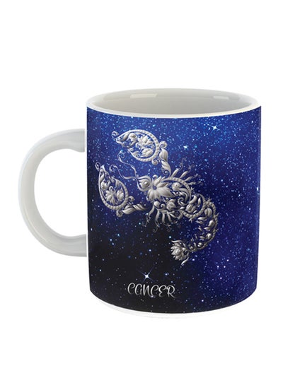 Buy Cancer Zodiac Printed Coffee Mug White/Blue/Black in UAE