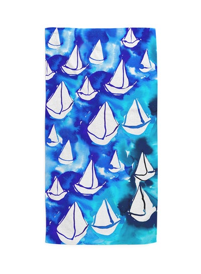 اشتري Anemoss Boat Printed Beach Towel أزرق وأبيض 140x70 سنتيمتر في الامارات