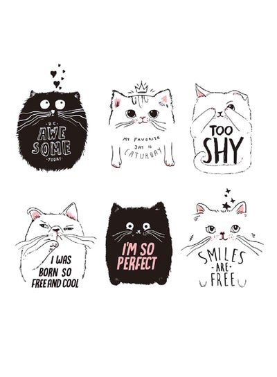 Buy Cat Pattern Decorative Sticker Black/Pink 60 x 90cm in Saudi Arabia