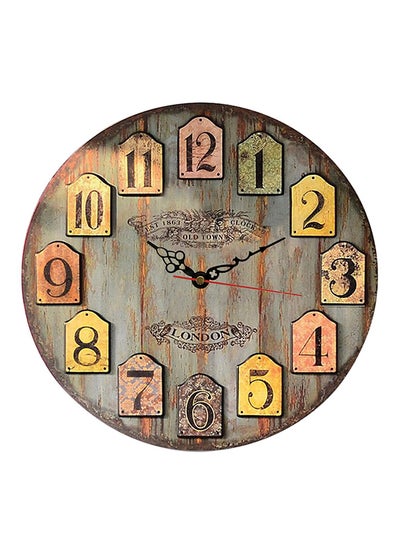 Buy Round Analog Wall Clock Multicolour 30x30centimeter in UAE