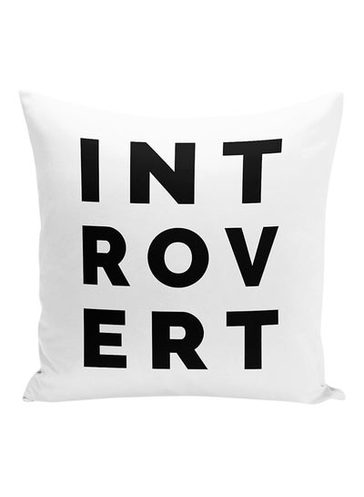 Buy Introvert Decorative Pillow White/Black 16x16inch in UAE