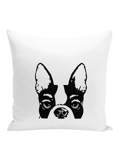 Buy Pets Dog Best Furry Friends Printed Decorative Pillow White/Black 16x16inch in UAE