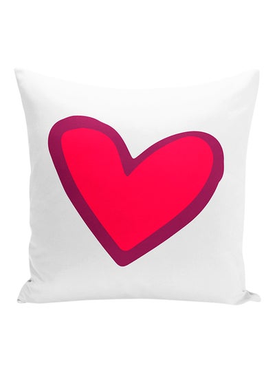 Buy Heart Love Couples Printed Decorative Pillow White/Pink/Purple 16x16inch in UAE