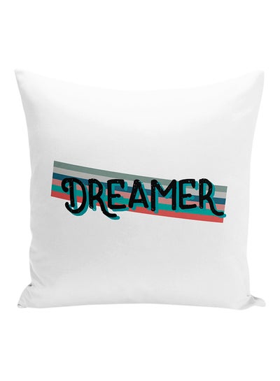 اشتري وسادة زينة بنمط مطبوع لكلمة "Dreamer" أبيض / أسود / أزرق 16x16 بوصة في الامارات