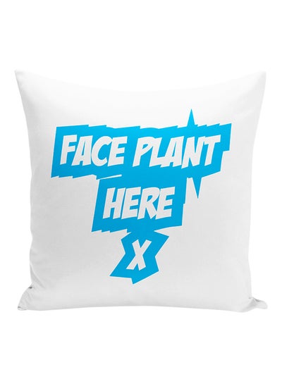 Buy Face Plant Here Decorative Pillow White/Blue 16x16inch in UAE